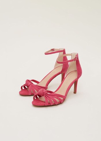 Phase Eight Pink Suede Open Toe Heels Pink USA | 5897604-NA